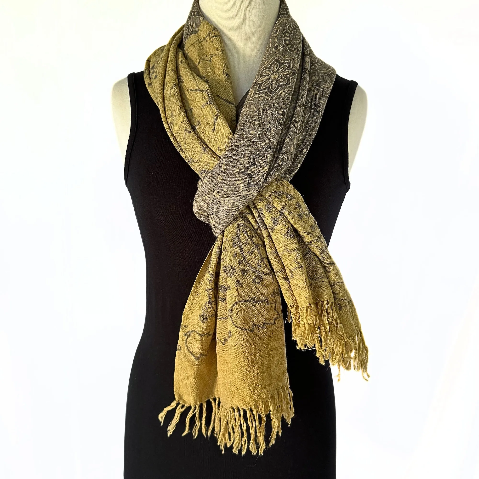 Ajrakh Block Printed Wool Scarf