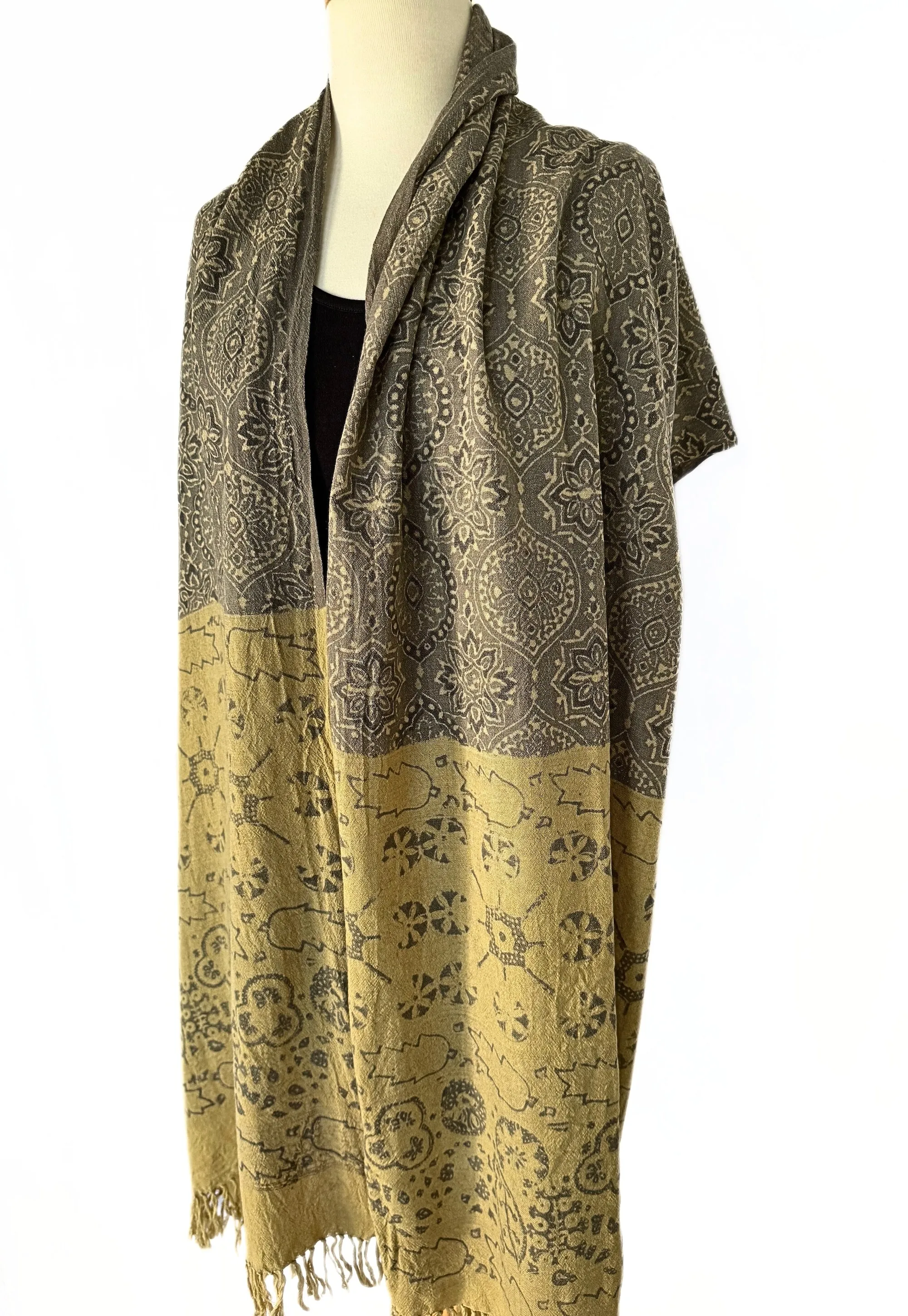 Ajrakh Block Printed Wool Scarf