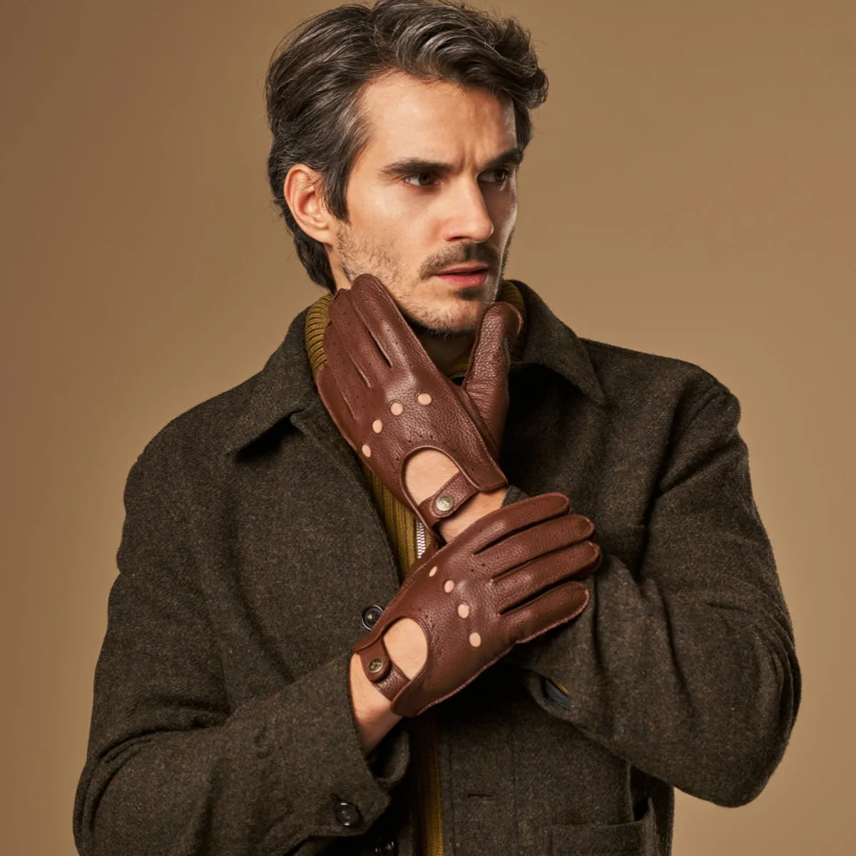 Austin (brown) – luxurious driving gloves made of American deerskin leather