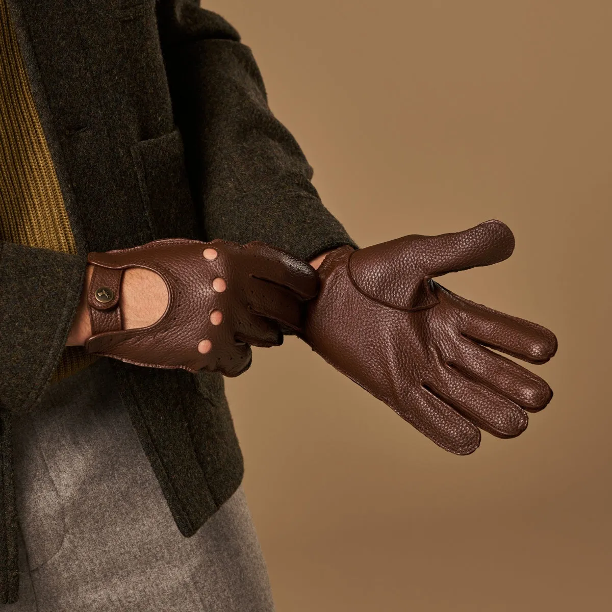 Austin (brown) – luxurious driving gloves made of American deerskin leather