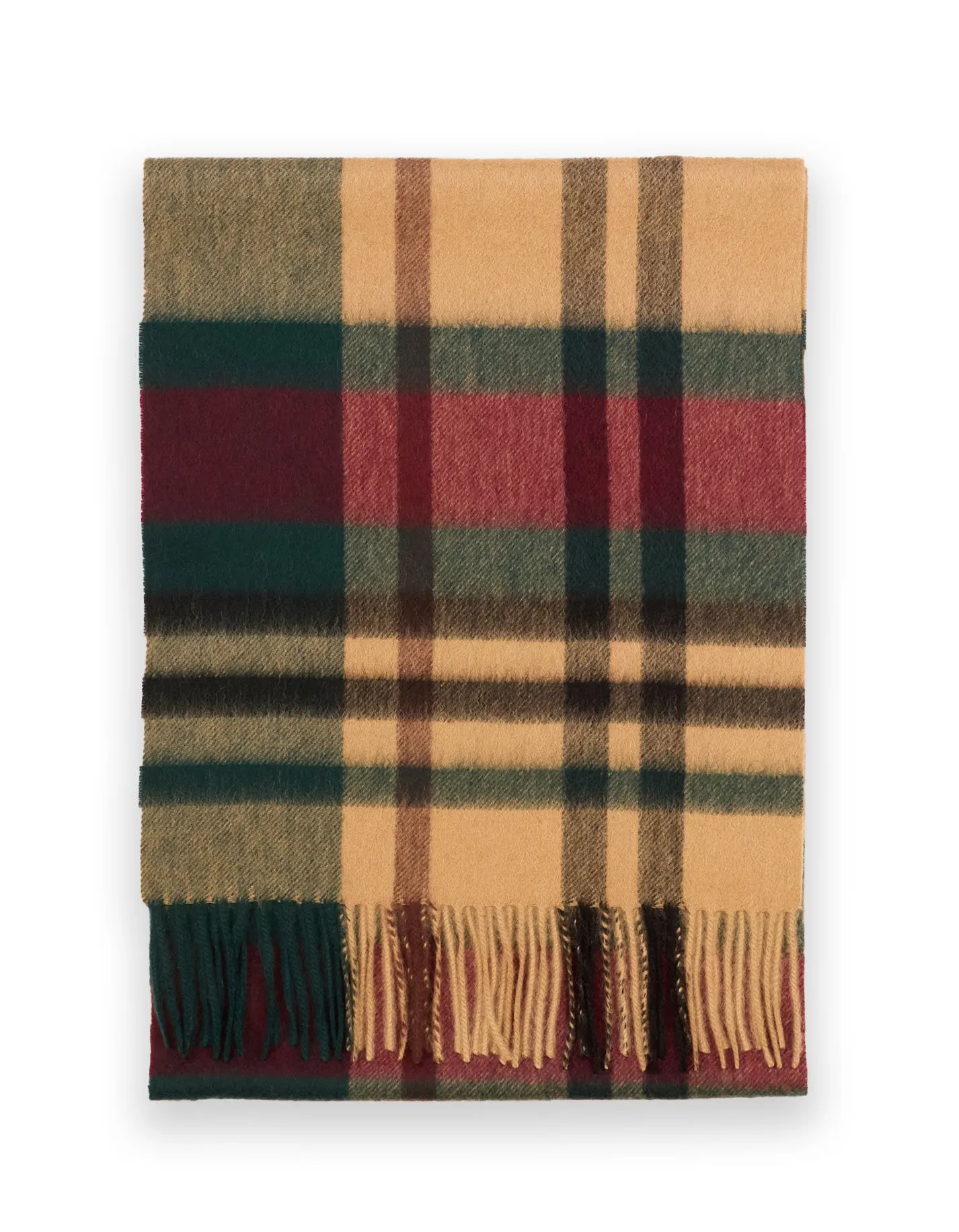 Burgundy & Green Check Cashmere Scarf