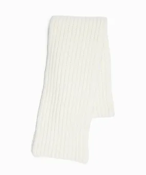 Corgi Wool Cashmere Ribbed Scarf in Ice White