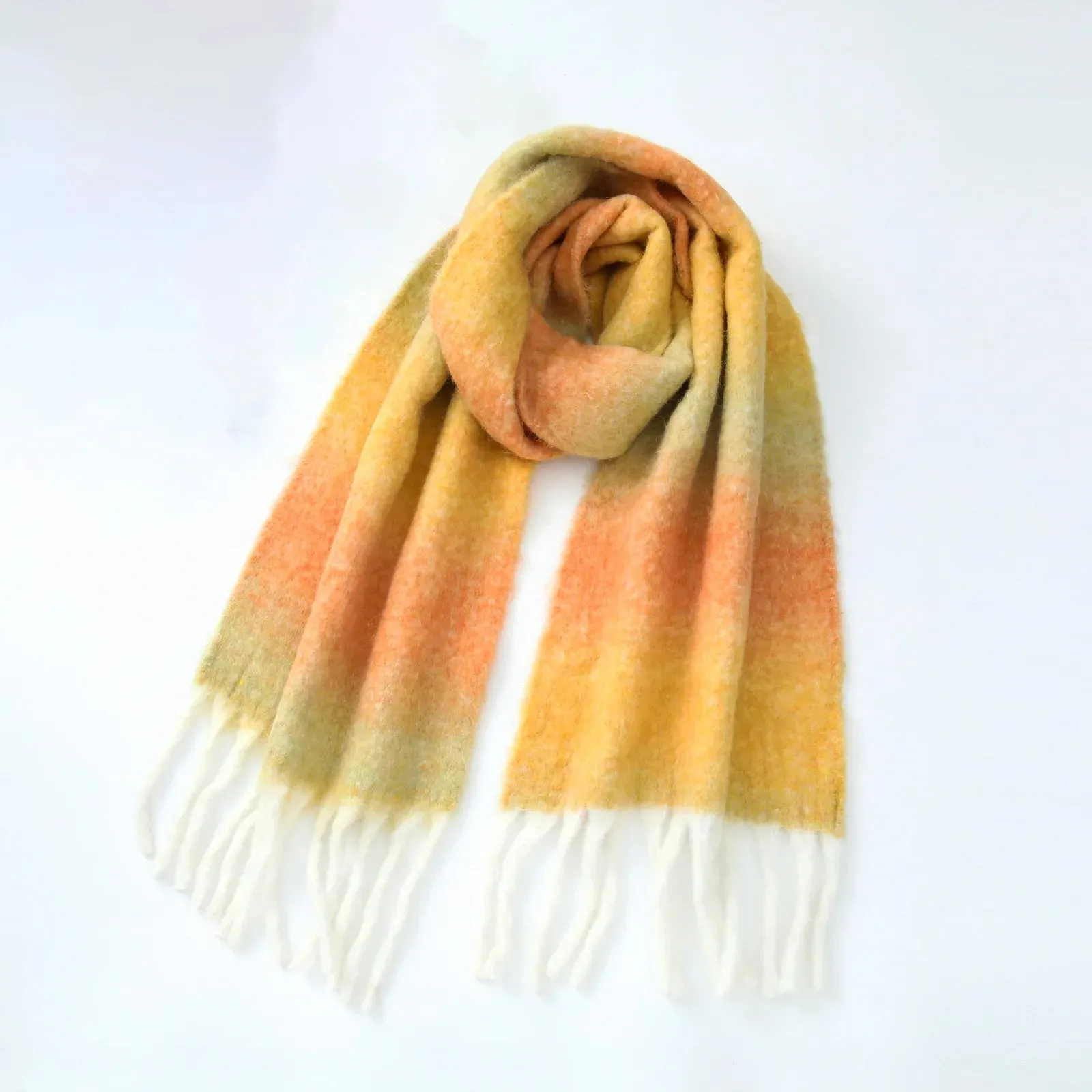 Design Warm Temperament Gradient Color Wool Thickened Winter Scarf