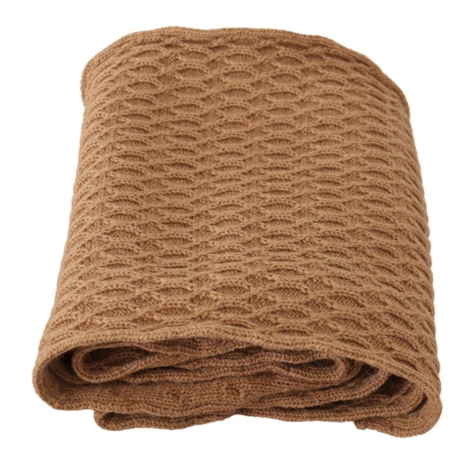 Dolce & Gabbana Dark Brown Wrap Shawl Knitted Camel Scarf