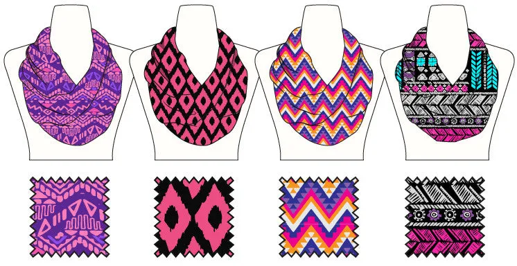 girls tribal print infinti lite weight scarf Case of 60