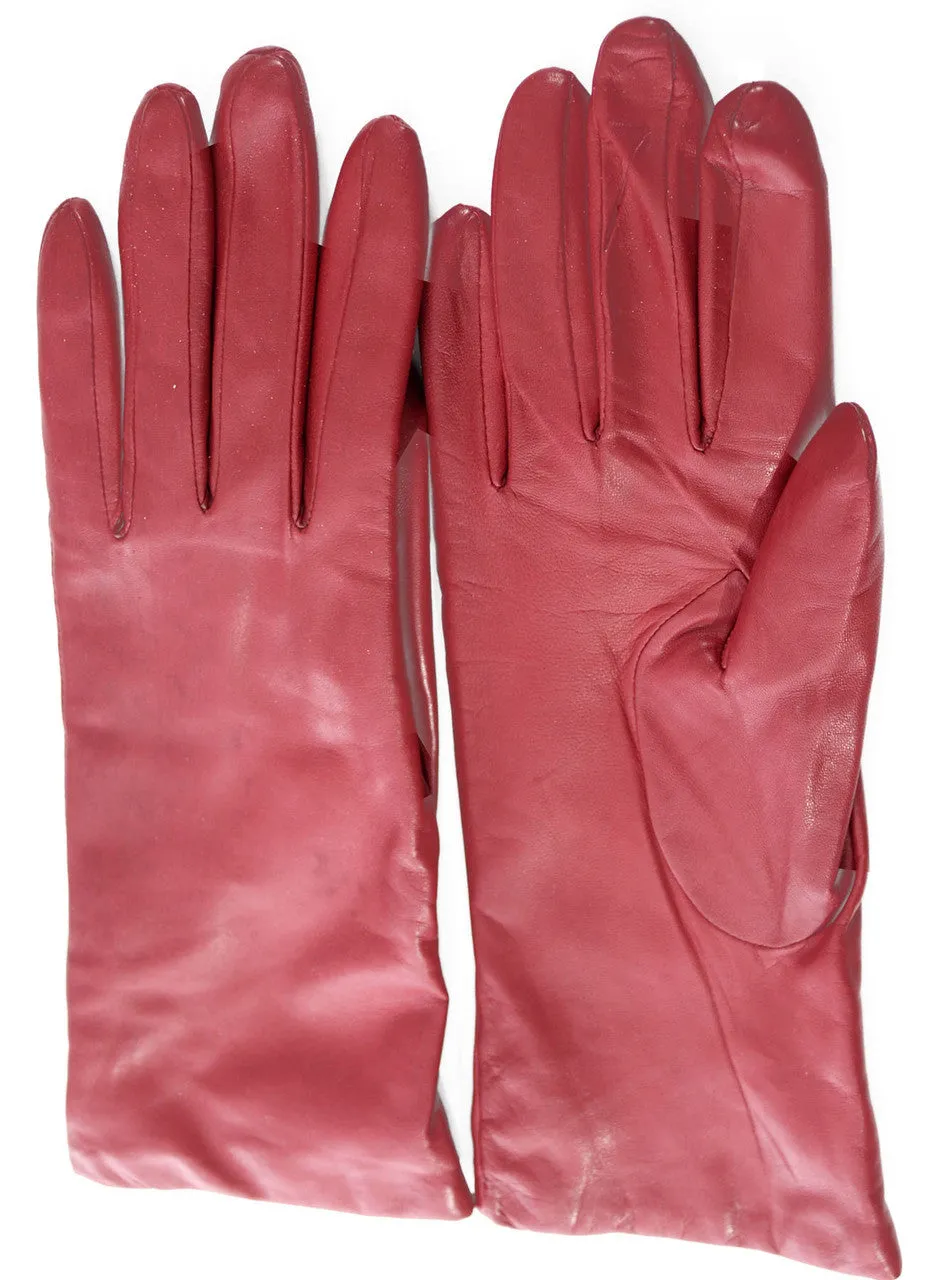 Grandoe Vintage Gloves Cherry Red Leather Cashmere Lined