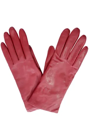 Grandoe Vintage Gloves Cherry Red Leather Cashmere Lined