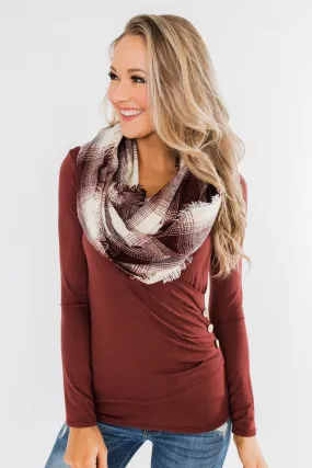 Infinity Scarf- Oatmeal & Burgundy