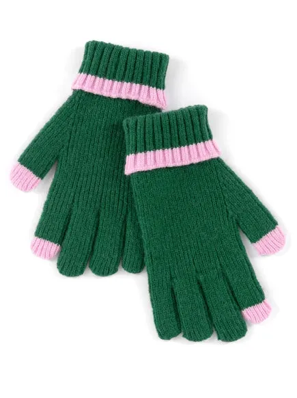 Joy Green & Pink Touchscreen Gloves