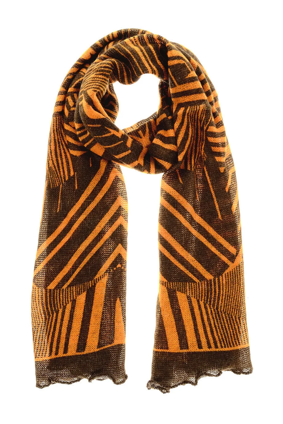 JUNGLE Orange Mohair Wool Unisex Scarf