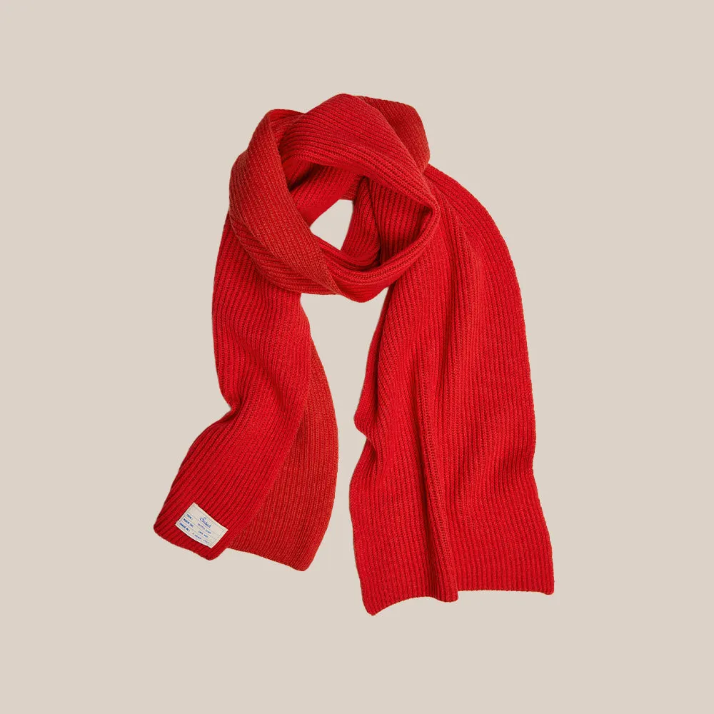 Knitted Merino Scarf - Red