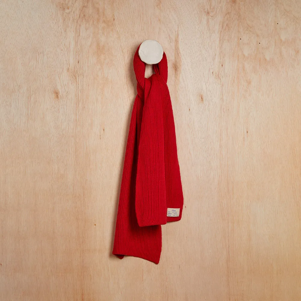 Knitted Merino Scarf - Red