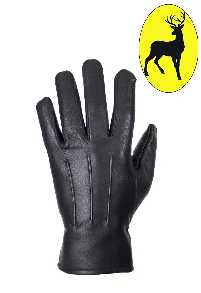 Ladies Deer Skin Leather Gloves - Black