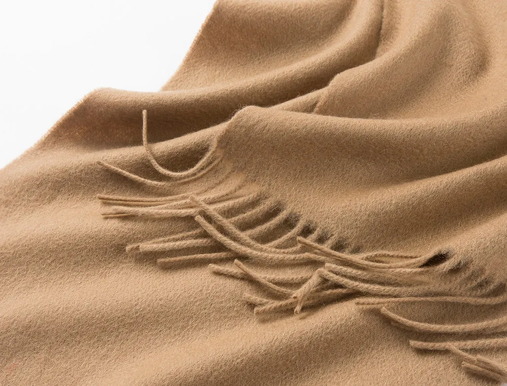 Lambswool Scarf Woven Plain Camel