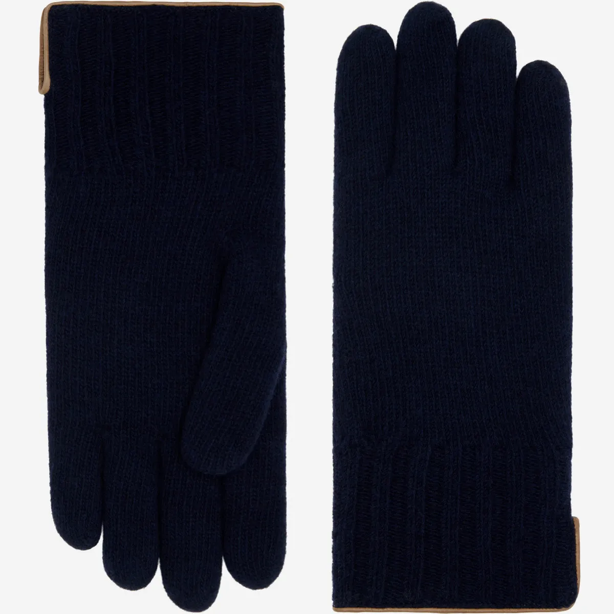 Luciano (dark blue) - Handmade Italian knitted wool gloves with luxurious cashmere lining