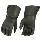 M Boss Motorcycle Apparel BOS37501 Men's Thermal Lined Leather Gauntlet Gloves with Snap Wrist and Cuff