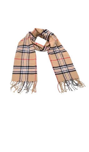 Men'S Beige Cashmere Fashion Design Plaid Scarf