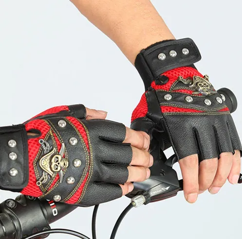 Men's leather gloves Men's leather fingerless gloves -black leather fingerless gloves