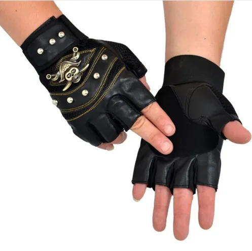 Men's leather gloves Men's leather fingerless gloves -black leather fingerless gloves