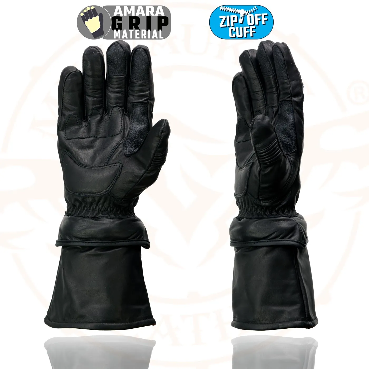 Milwaukee Leather Men's Gauntlet Motorcycle Hand Gloves-Removeable Zip-Off-Long Cuff Thermal Lined Gel Palm-SH710