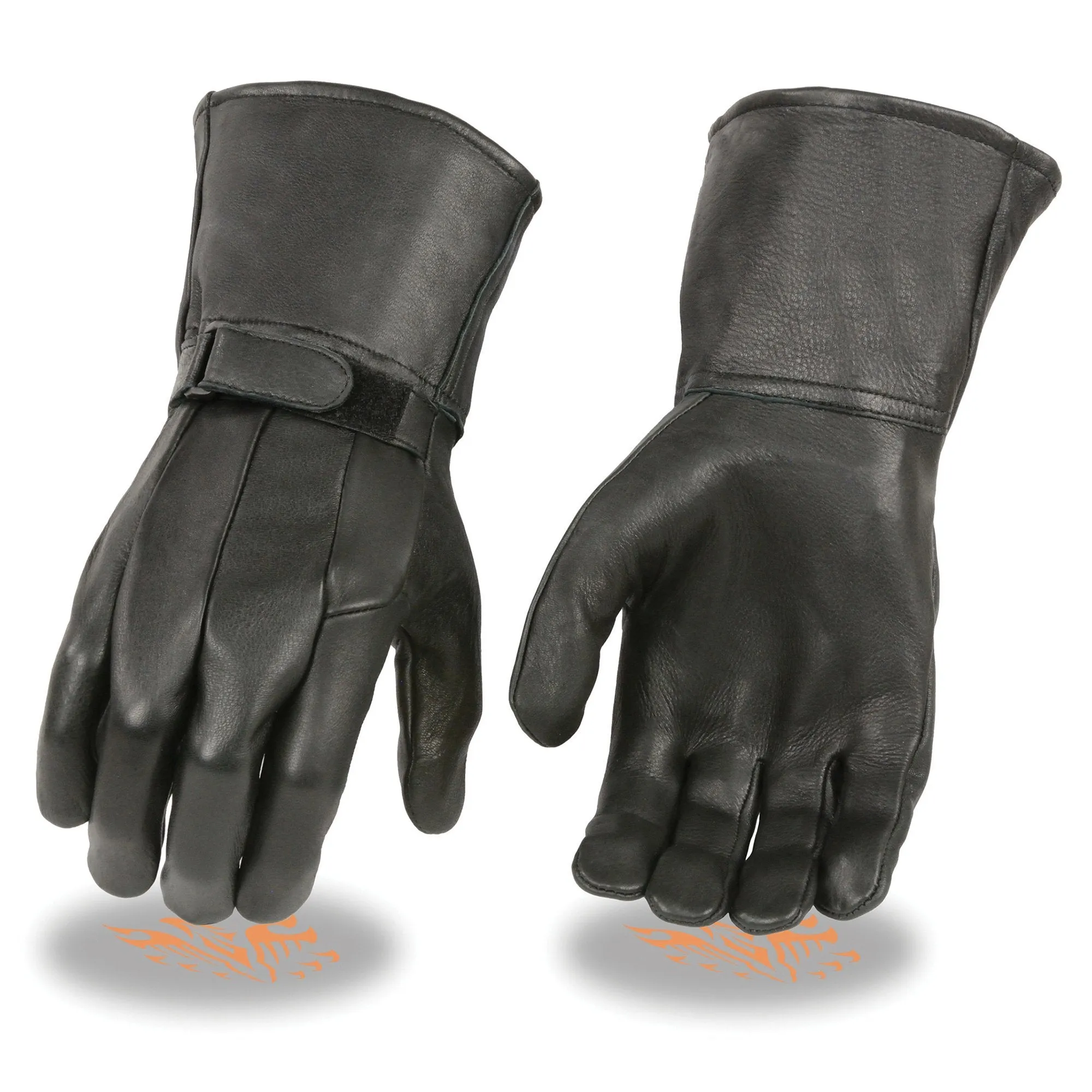 Milwaukee Leather MG7505 Men's Black Gauntlet Leather Winter Motorcycle Hand Gloves