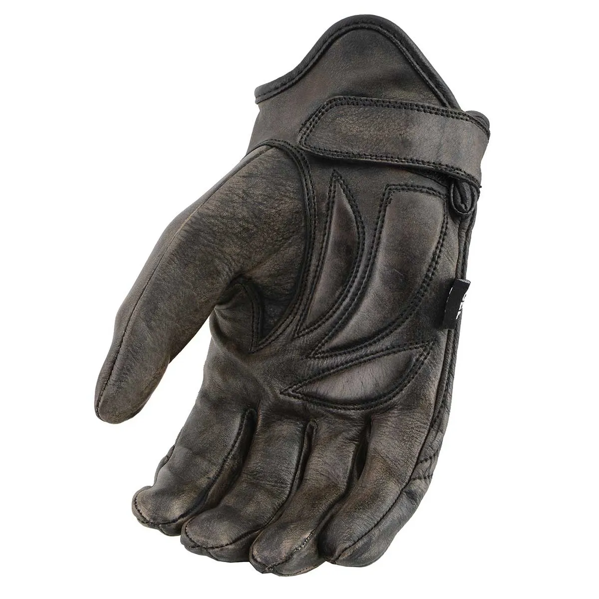 Milwaukee Leather MG7512 Men's Brown Leather Gel Padded Palm Short Wrist Motorcycle Hand Gloves W/ ‘Full Panel Cover’