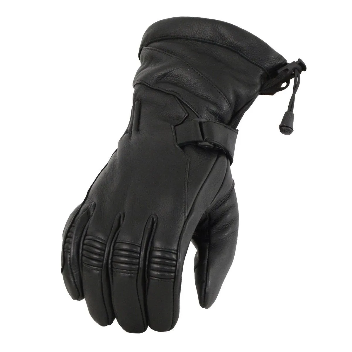 Milwaukee Leather MG7518 Men's Black Deerskin Gauntlet Motorcycle Hand Gloves w/ i-Touch Screen Compatibility