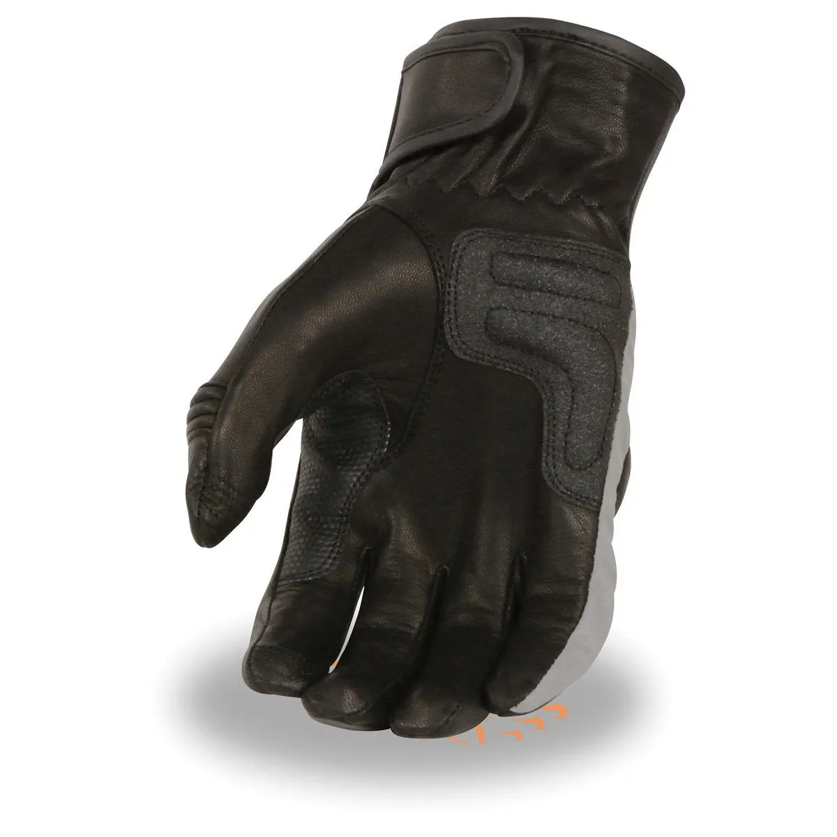 Milwaukee Leather MG7540 Men's Black Leather Protective Knuckle Racer Motorcycle Gloves W/ Elasticized Reflective Fingers