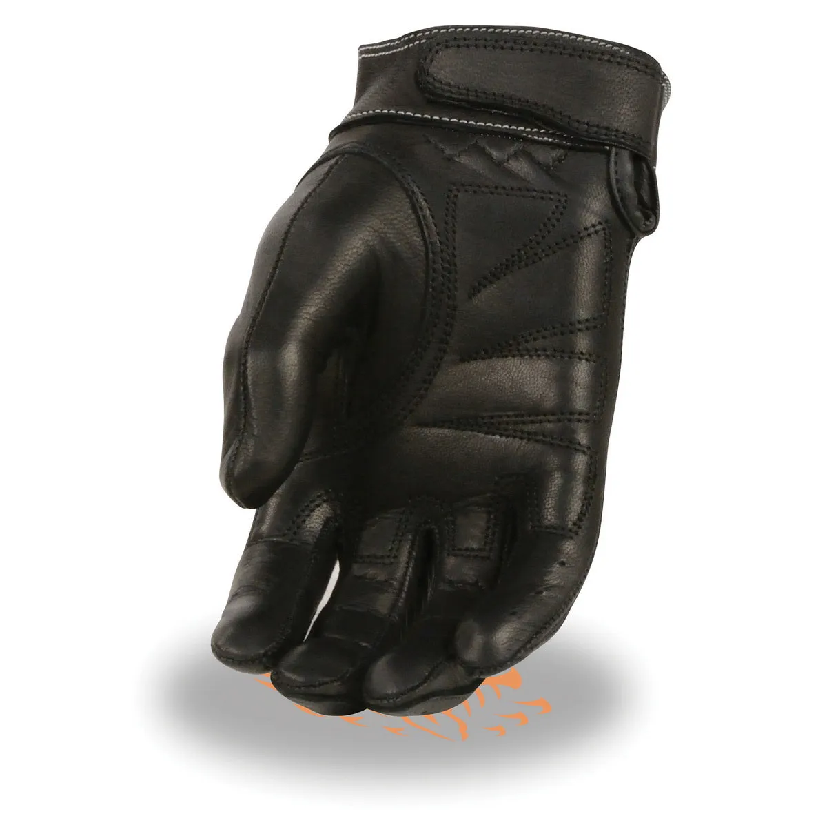 Milwaukee Leather MG7710 Women's Black Perforated Leather Gel Palm Lightweight Motorcycle Hand Gloves W/ Wrist Loops