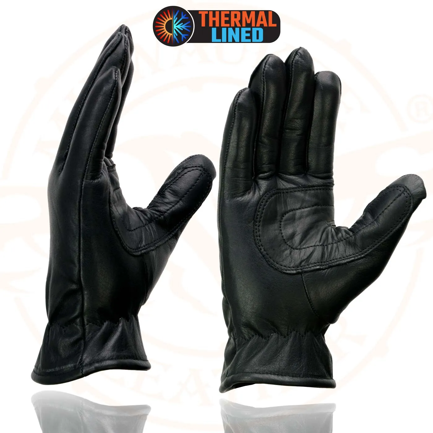 Milwaukee Leather MG7715 Women's Black Leather Thermal Lined Motorcycle Hand Gloves W/ Sinch Wrist Closure