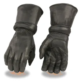 Milwaukee Leather-SH710-Men's Leather Gauntlet Gloves w/ Zip Off Cuff, Gel Palm