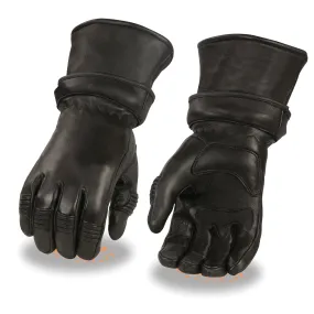 Milwaukee Leather SH852 Men's Black Deerskin Leather Gauntlet Motorcycle Thermal Lined Gloves