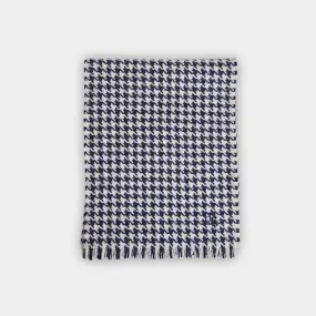 Navy Houndstooth Deluxe 4-Ply Cashmere Scarf