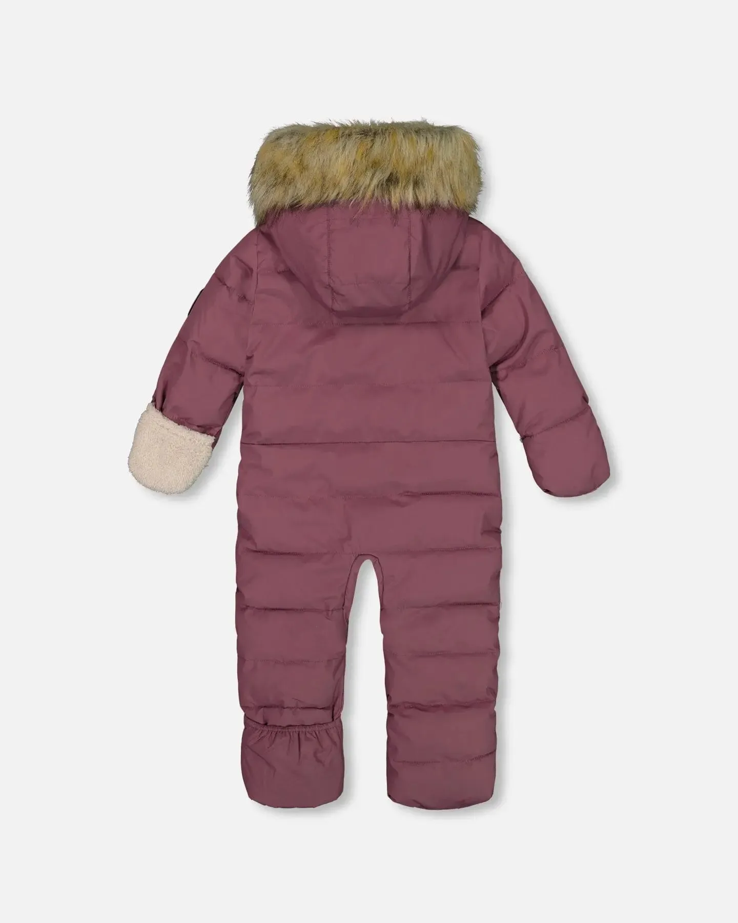 One Piece Baby Hooded Snowsuit Dark Purple Designed For Car Seat