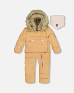 One Piece Baby Hooded Snowsuit Doe Designed For Car Seat