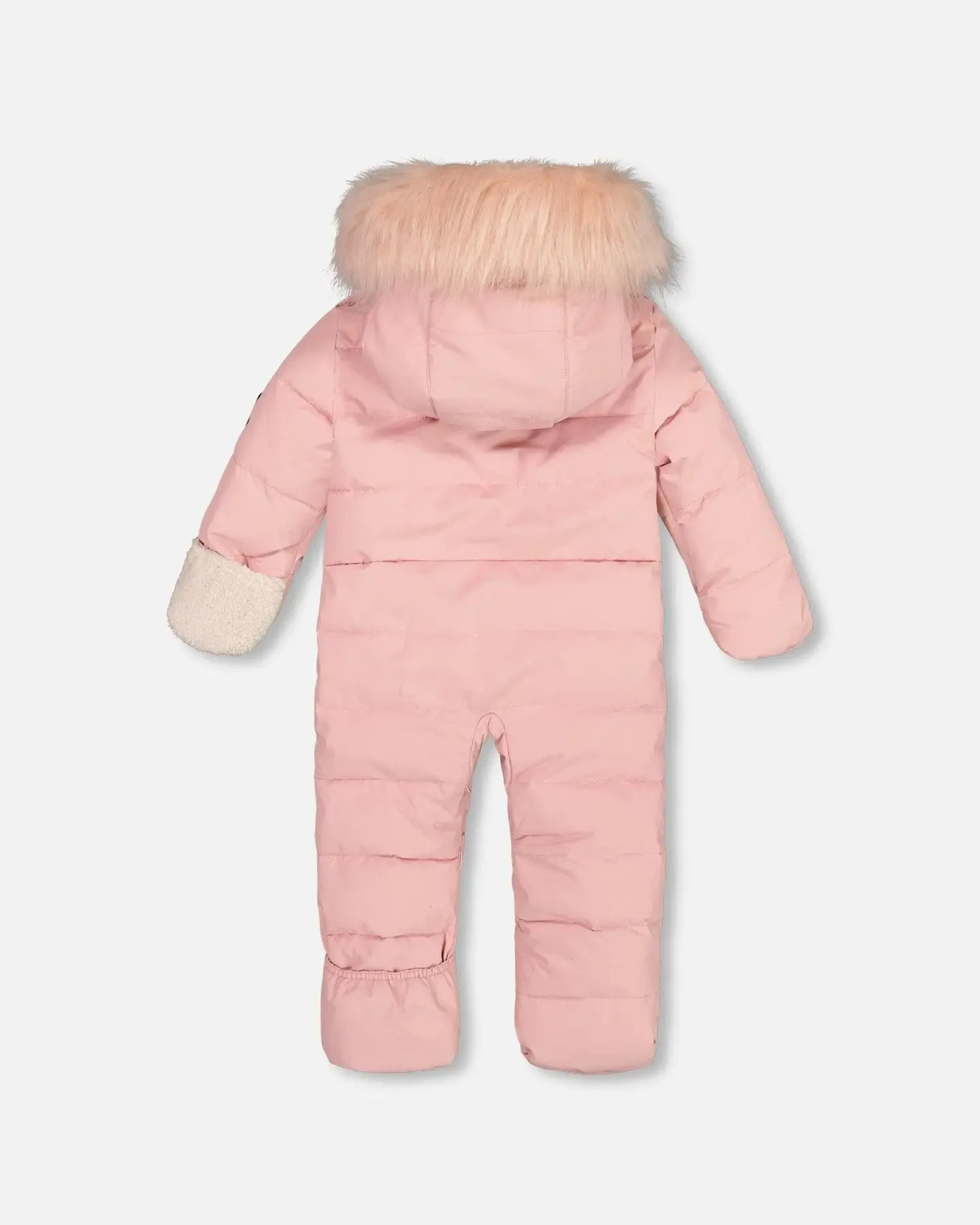 One Piece Baby Hooded Snowsuit Pink Designed For Car Seat