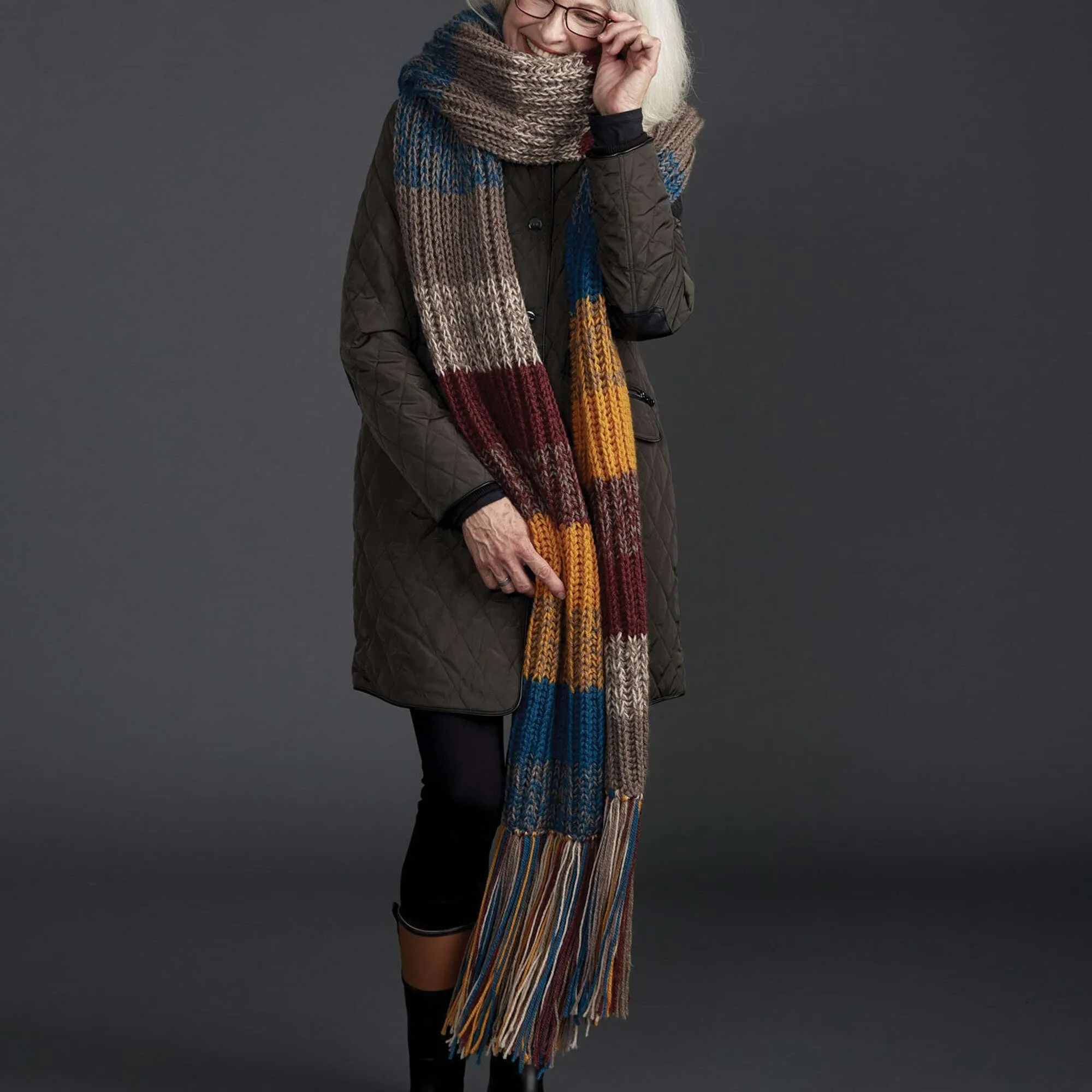 Patons Marl Stripe Knit Super Scarf