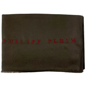 Philipp Plein Scarf Dark Brown Logo Designer Shawl Made In Italy FINAL SALE