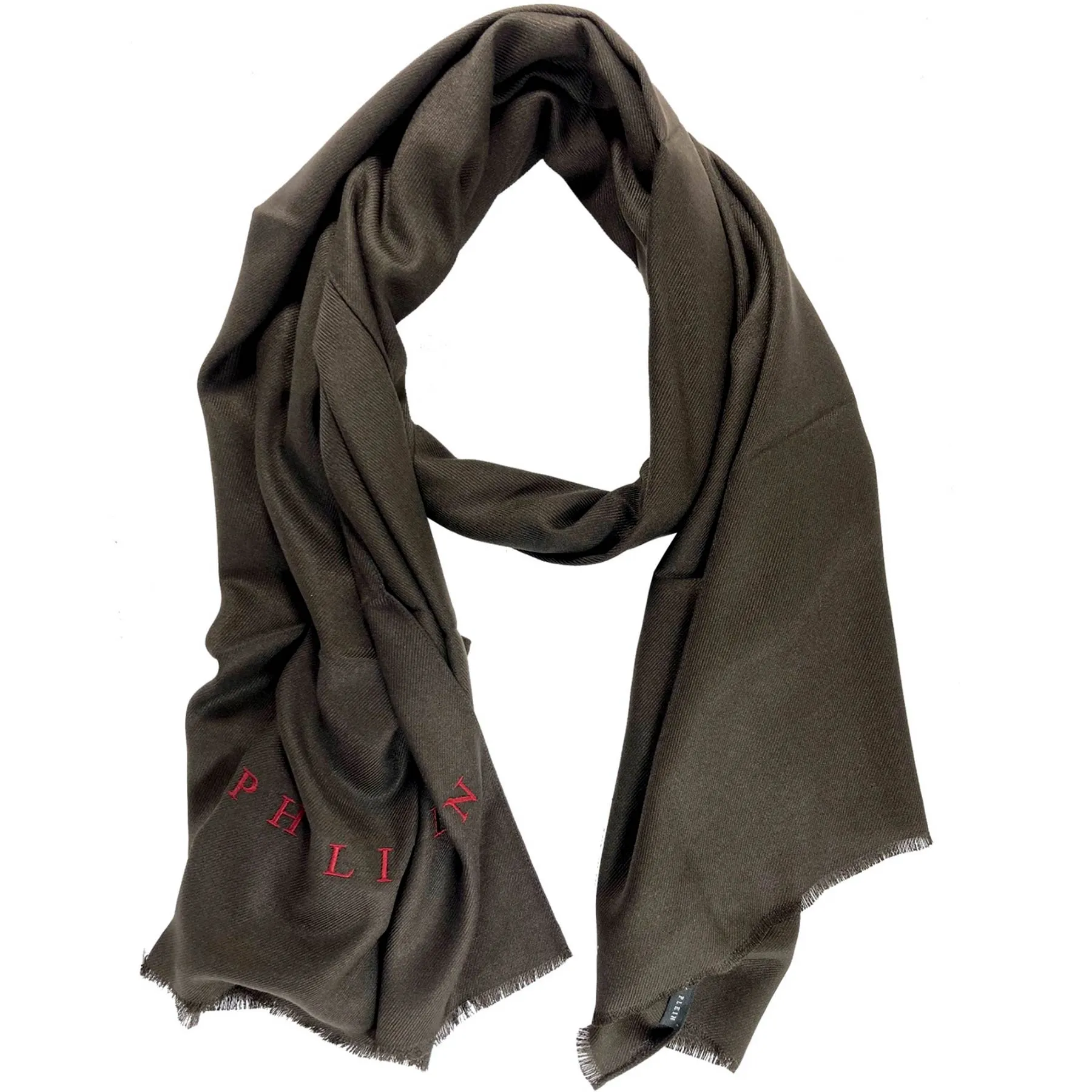 Philipp Plein Scarf Dark Brown Logo Designer Shawl Made In Italy FINAL SALE