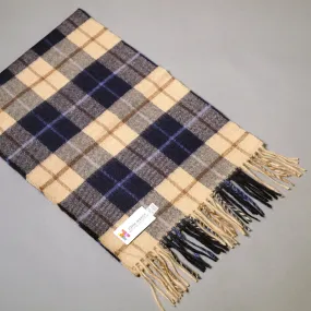 Pure merino wool scarf in navy & camel check