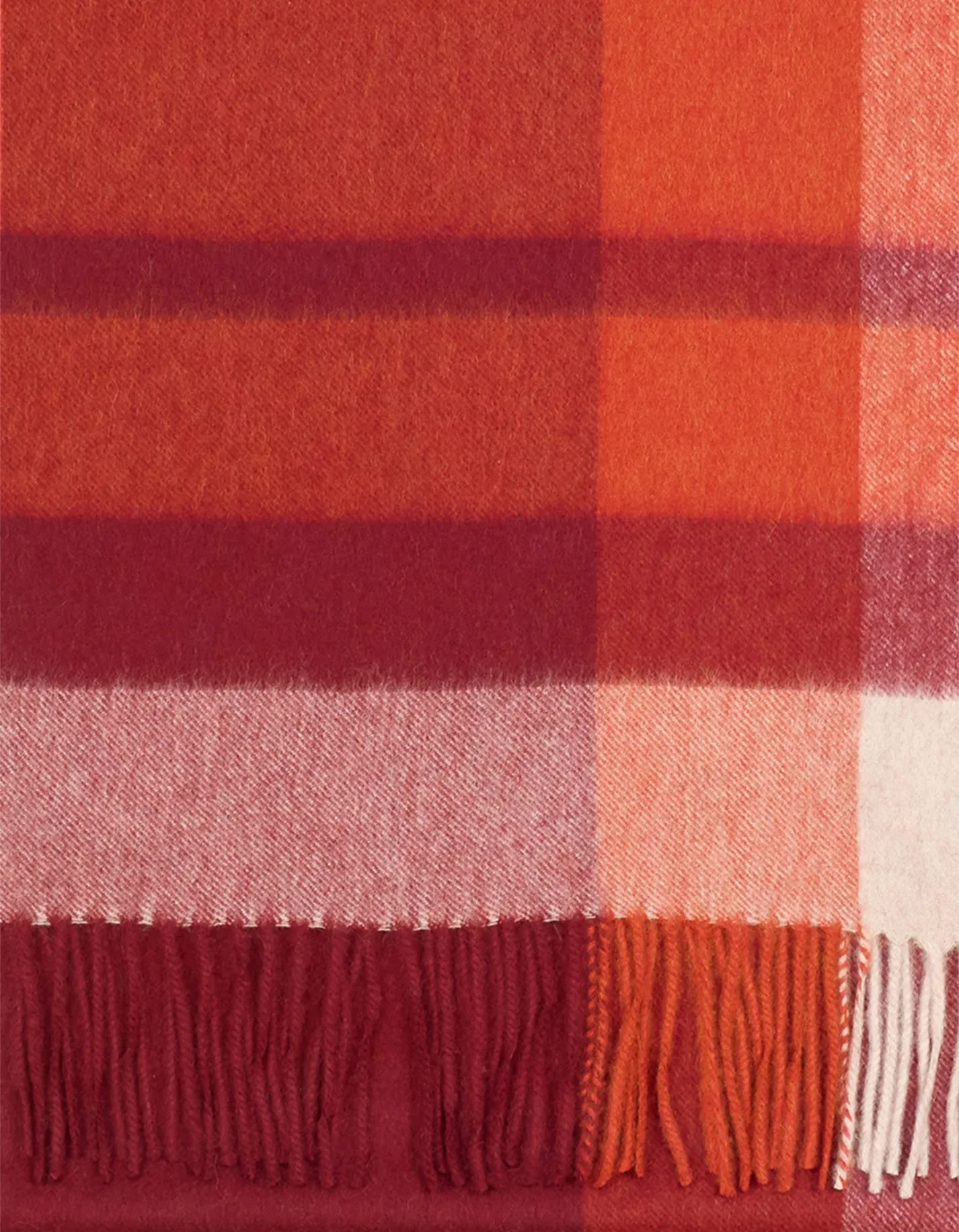 Red & Orange Check Cashmere Scarf