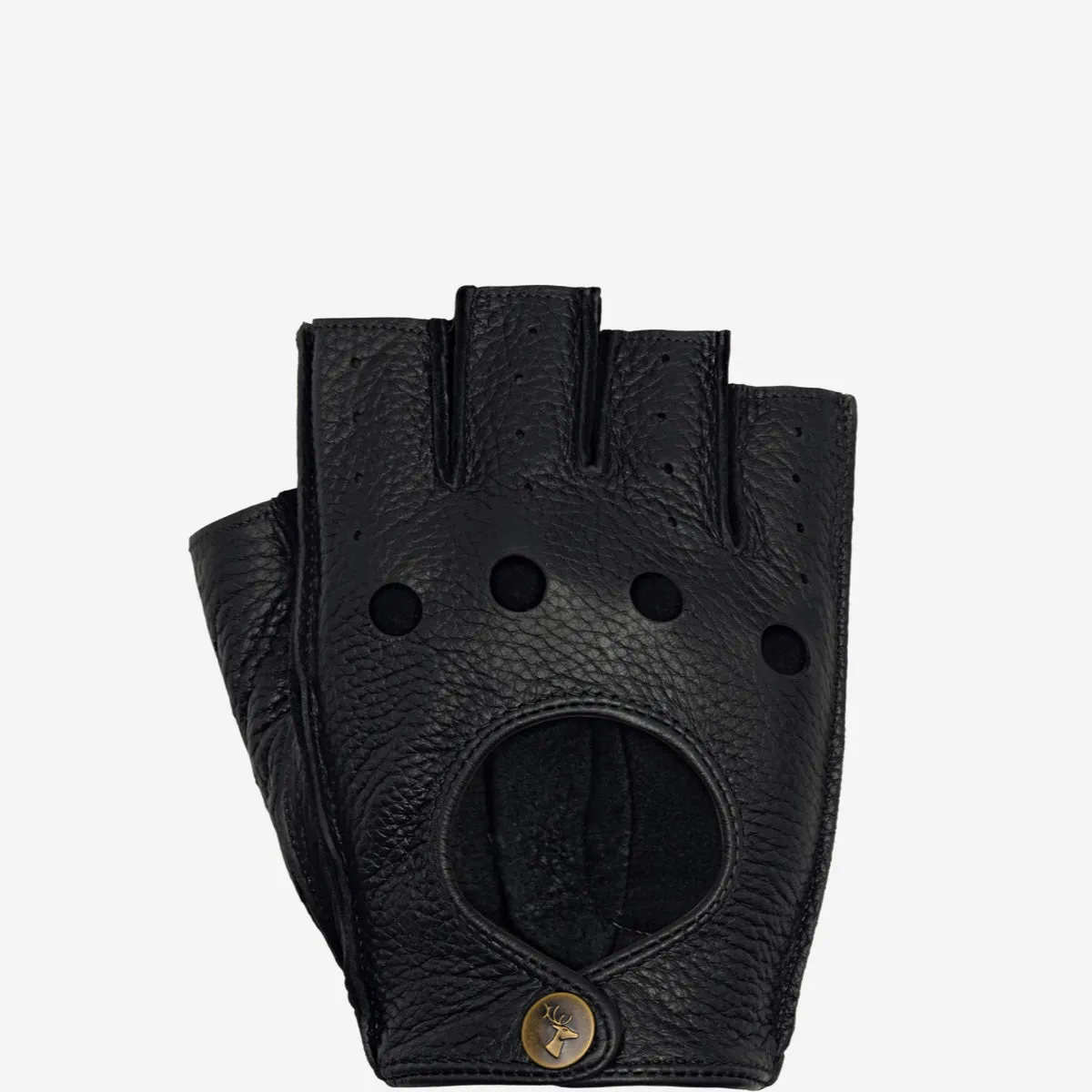 Robyn (black) – luxurious fingerless driving gloves made of American deerskin leather