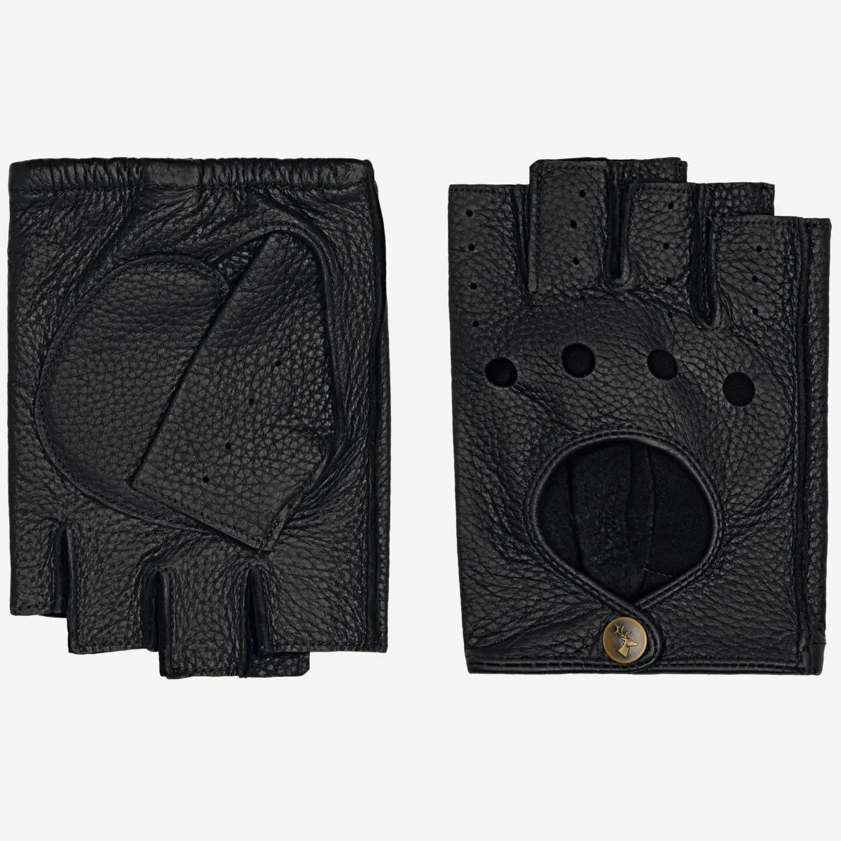 Robyn (black) – luxurious fingerless driving gloves made of American deerskin leather