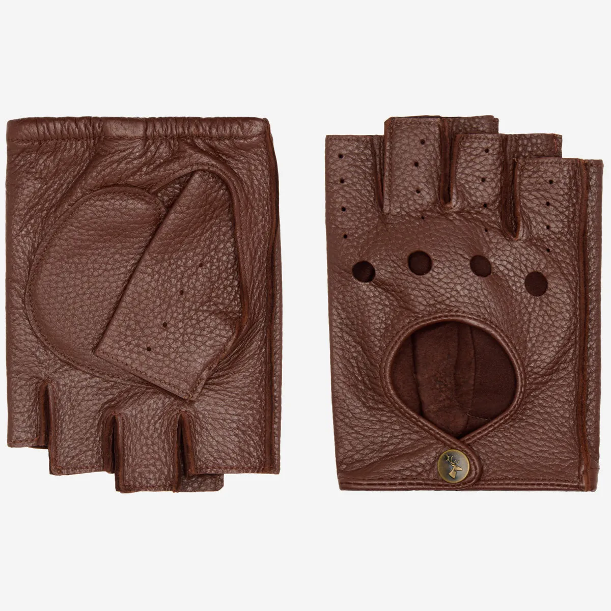 Robyn (brown) – luxurious fingerless driving gloves made of American deerskin leather