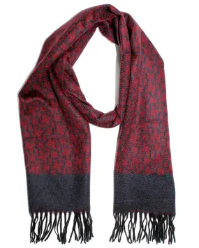 Sartorio Cashmere Scarf Bordeaux Black Houndstooth - Luxury Shawl