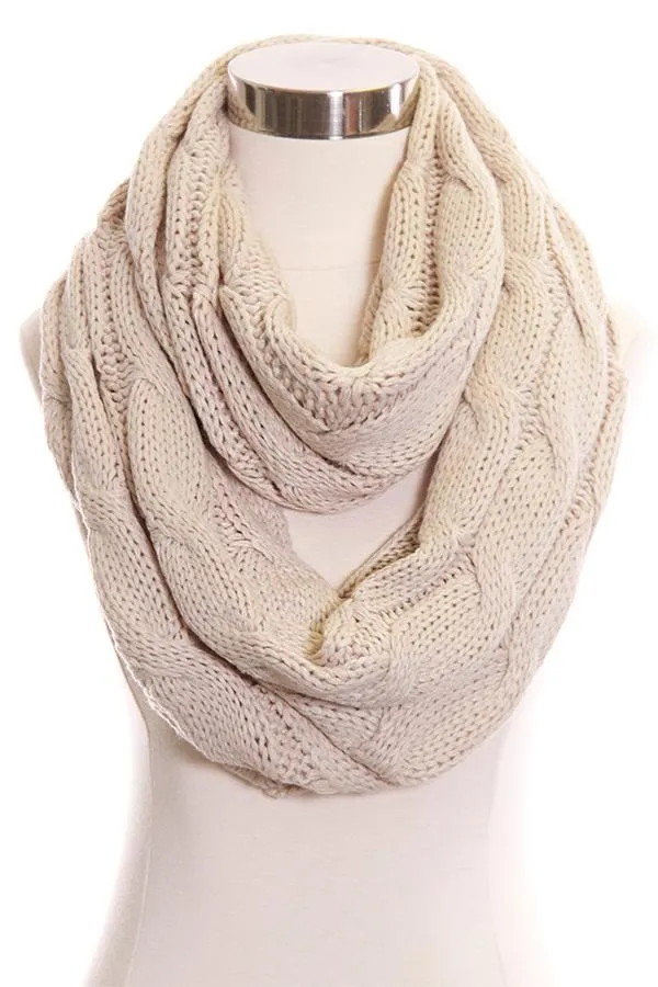 Solid Cable Knit CC Infinity Scarf by C.C Beanie