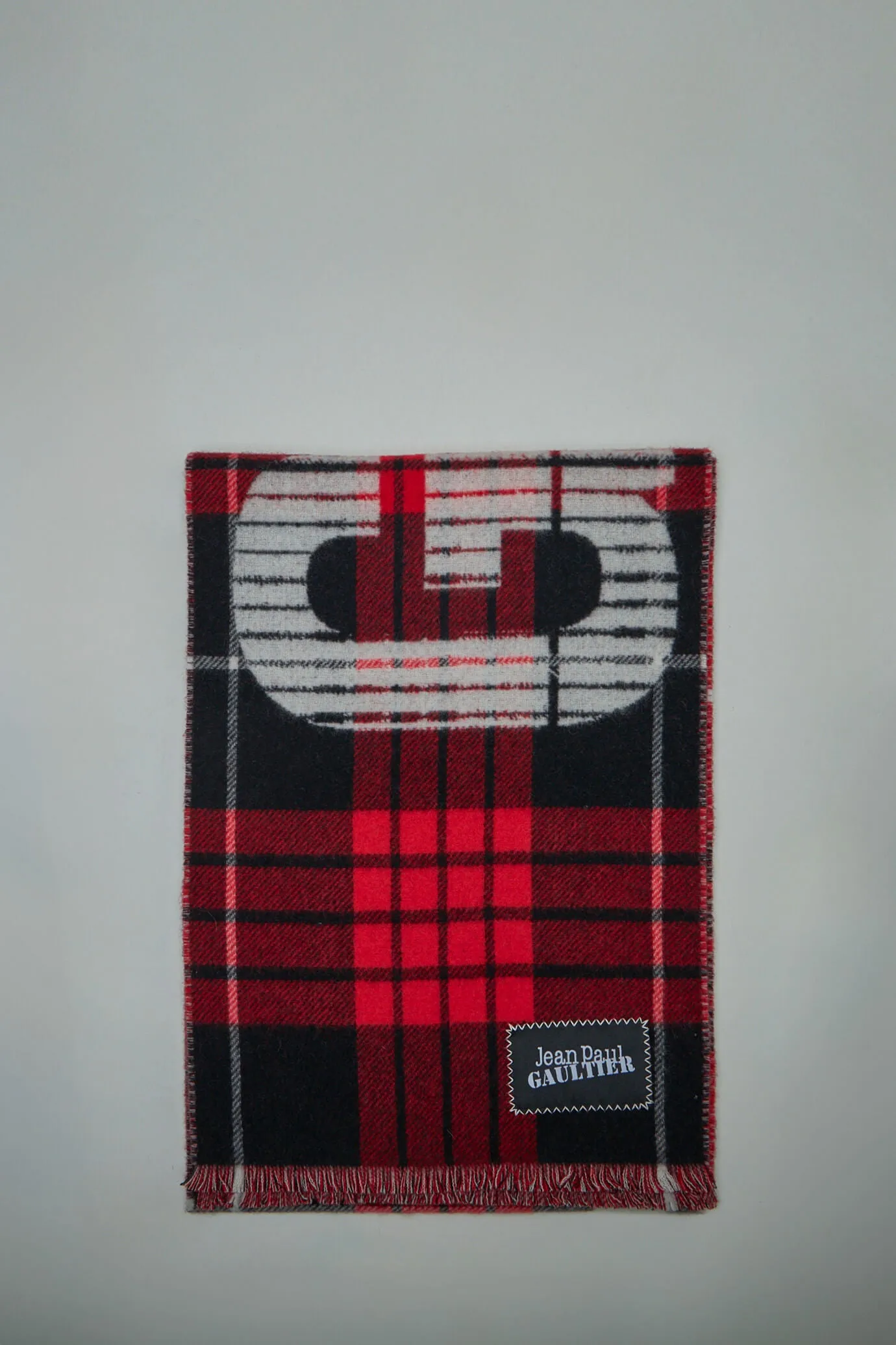 Tartan Wool Scarf with ''Gaultier '' Logo