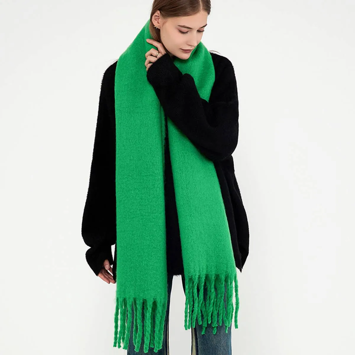 Thick Mohair Scarf - Green