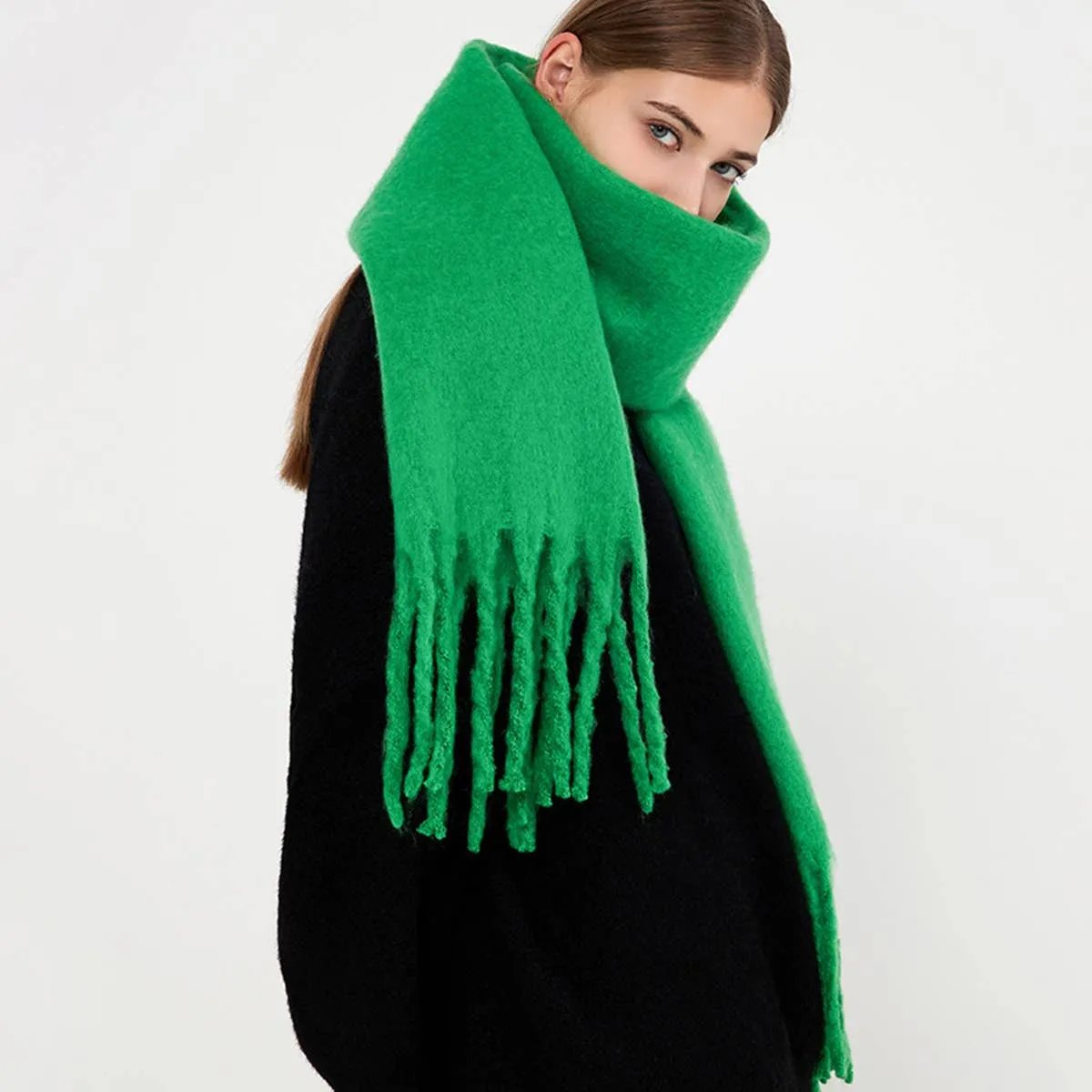 Thick Mohair Scarf - Green