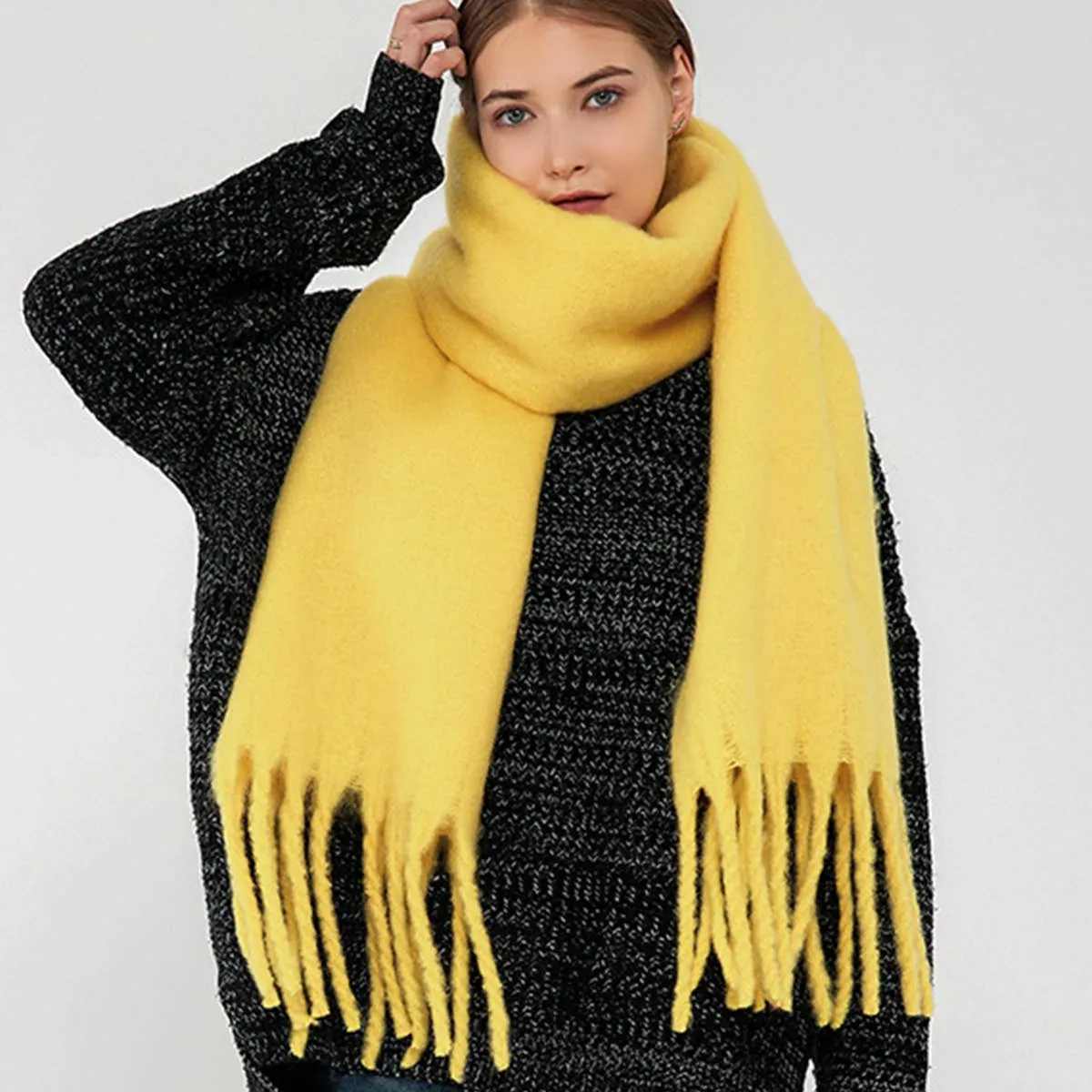 Thick Mohair Scarf - Yellow